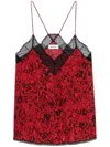 Zadig & Voltaire Womens Crimson Christy Lace-embroidered Graphic-print Woven Camisole In Red