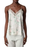 ZADIG & VOLTAIRE CHRISTY JAC CHAINS FADED LACE TRIM SILK CAMISOLE