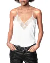 Zadig & Voltaire Christy Lace-trimmed Silk Top In Ecru