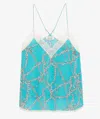 Zadig & Voltaire Christy Chaines Lace Trimmed Silk Camisole In Multi