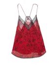 Zadig & Voltaire Womens Crimson Christy Lace-embroidered Graphic-print Woven Camisole In Red