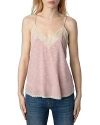 ZADIG & VOLTAIRE CHRISTY WING PRINT LACE TRIM TOP