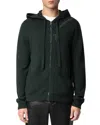 Zadig & Voltaire Clash Merino Wool & Cashmere Tattoo Embroidered Hooded Cardigan In Beetle