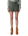 Zadig & Voltaire Sei Twill Mini Shorts In Kaki