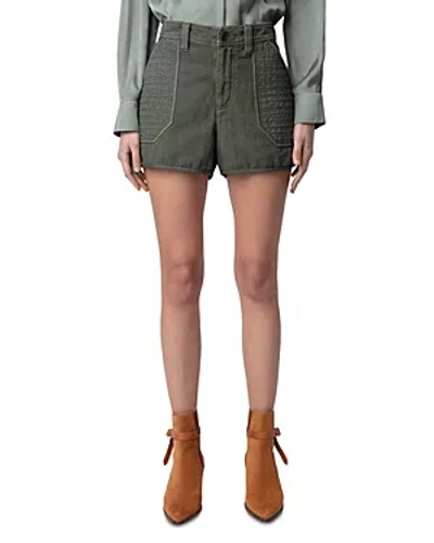 ZADIG & VOLTAIRE COTTON TOPSTITCHED SHORTS