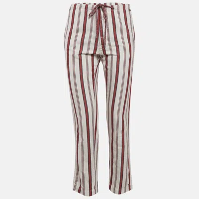 Pre-owned Zadig & Voltaire Cream Striped Cotton Raye Trousers S In White
