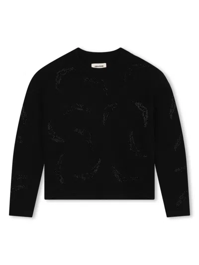 Zadig & Voltaire Kids' Crew Neck Sweater In Black
