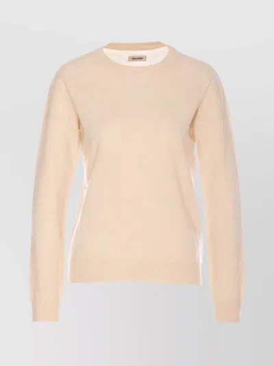 Zadig & Voltaire Crewneck Knitwear With Star Patch Detail In Beige