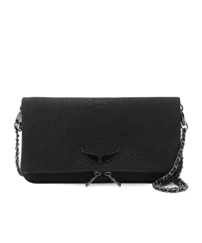 Zadig & Voltaire Croc-embossed Crossbody Bag In Black