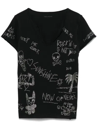 Zadig & Voltaire Crystal-embellished T-shirt In Black
