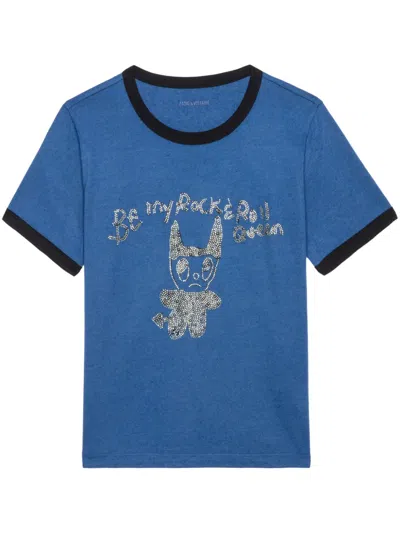Zadig & Voltaire Crystal-embellished T-shirt In Blue