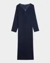 Zadig & Voltaire Womens Encre Delia Brooch-embellished Long-sleeve Cotton-blend Maxi Dress
