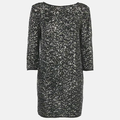 Pre-owned Zadig & Voltaire Deluxe Black/gold Sequin Rousse Mini Dress M
