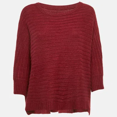Pre-owned Zadig & Voltaire Deluxe Burgundy Cashmere Knit Athina Sweater One Size