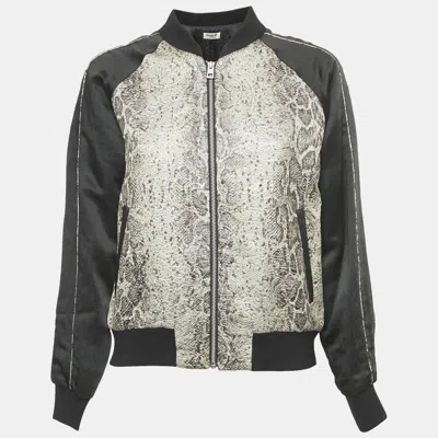 Pre-owned Zadig & Voltaire Deluxe Grey Jacquard And Satin Billy Snake Jacket M