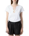 Zadig & Voltaire Diamante Henley Tee In Blanc