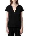 Zadig & Voltaire Diamante Henley Tee In Noir