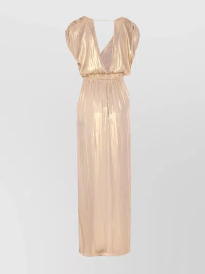 Zadig & Voltaire Dress With Metallic Finish And Split Detail In Neutral