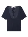 Zadig & Voltaire Womens Encre Ella Relaxed-fit Open-back Cotton-blend T-shirt