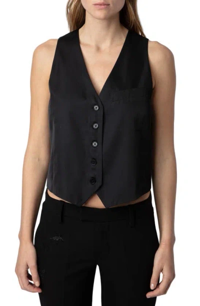 Zadig & Voltaire Emaux Sleeveless Satin Top In Black