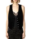 Zadig & Voltaire Emaux Velvet Vest In Noir
