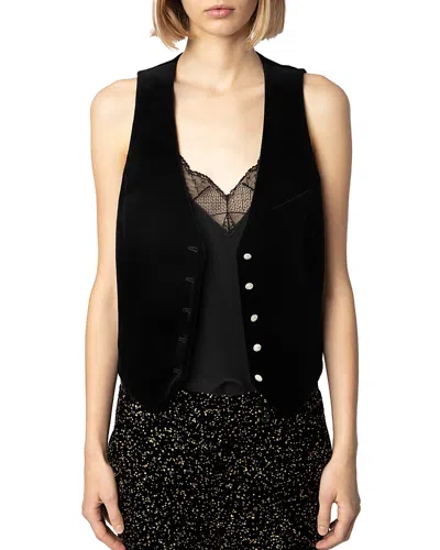 ZADIG & VOLTAIRE EMAUX VELVET NOIR VEST