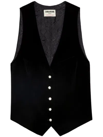 Zadig & Voltaire Emaux Velvet Vest In Black