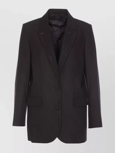 Zadig & Voltaire Embellished V-neck Jacket With Strass Accents In Brown