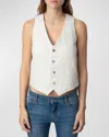 Zadig & Voltaire Emilie Cuir Froisse Leather Vest In Judo