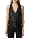 Zadig & Voltaire Emilie Cuir Froisse Leather Vest In Noir