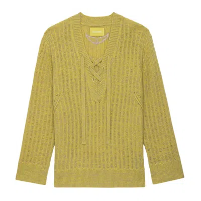 Zadig & Voltaire Fanny Lace-up Jumper In Jaune
