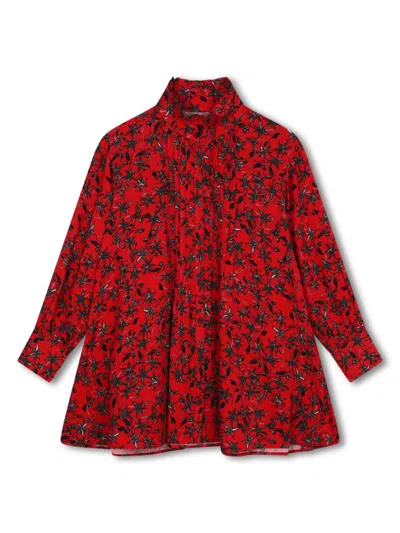 Zadig & Voltaire Kids' Floral Shirt Dress In Red