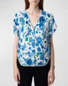 Zadig & Voltaire Tiffiny Crepe Blouse In Garden Flowers In Ecru