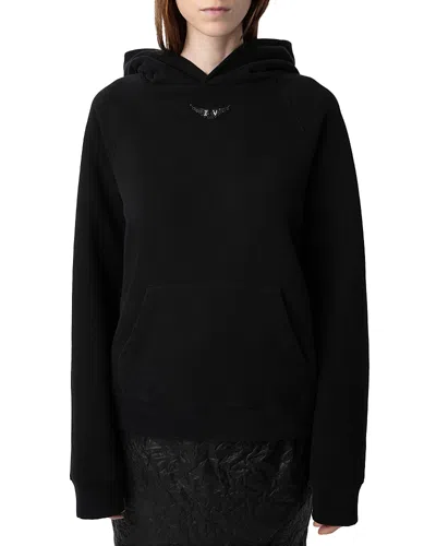ZADIG & VOLTAIRE GEORGY PMO RHINESTONE WINGS HOODIE