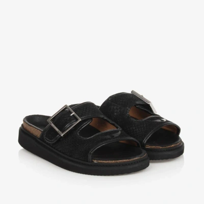 Zadig & Voltaire Kids' Girls Black Leather Buckle Sandals