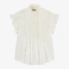 ZADIG & VOLTAIRE GIRLS IVORY PINTUCK COTTON BLOUSE
