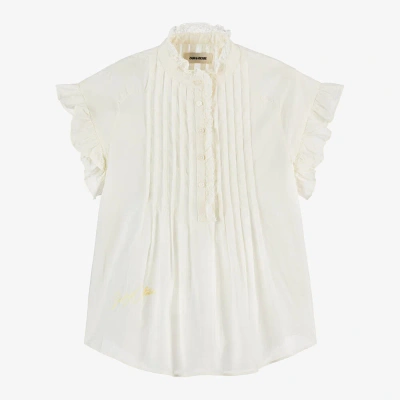 Zadig & Voltaire Kids' Girls Ivory Pintuck Cotton Blouse