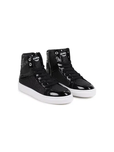 Zadig & Voltaire Kids' Glitter Sneakers In Black