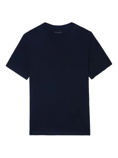 Zadig & Voltaire Graphic-print Organic-cotton T-shirt In Blue