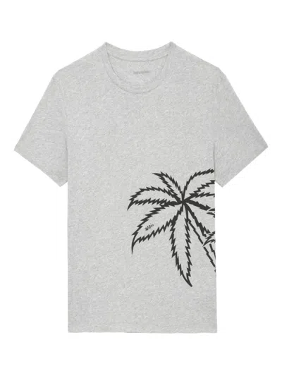 Zadig & Voltaire T-shirt Aus Bio-baumwolle Mit Grafischem Print In Grau