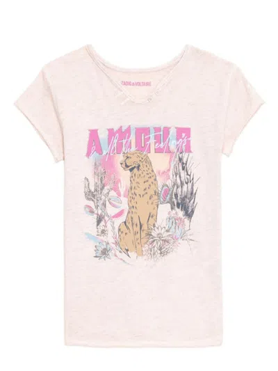 Zadig & Voltaire Kids' Graphic-print T-shirt In Pink