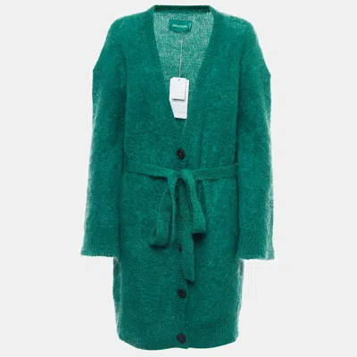 Pre-owned Zadig & Voltaire Green Mohair Belted Buttoned Cardigan M/l