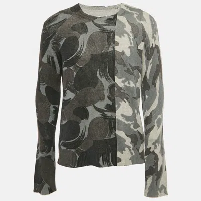 Pre-owned Zadig & Voltaire Grey Camouflage Print Cashmere Kennedy Bis Sweater L