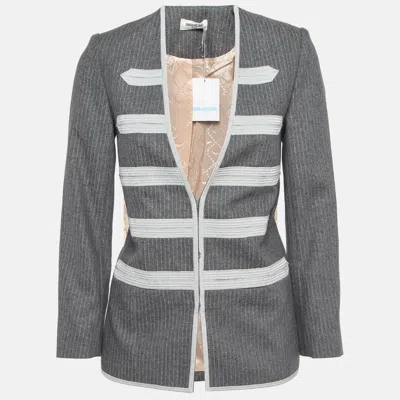 Pre-owned Zadig & Voltaire Grey Patterned Wool Blend Jacket S