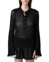 Zadig & Voltaire Halty Metallic Open-knit Pullover In Noir