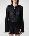 Zadig & Voltaire Halty Metallic Open-knit Pullover In Noir