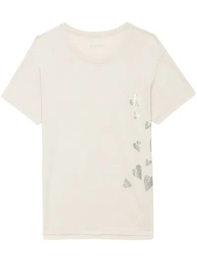 Zadig & Voltaire Heart-motif T-shirt In Neutrals