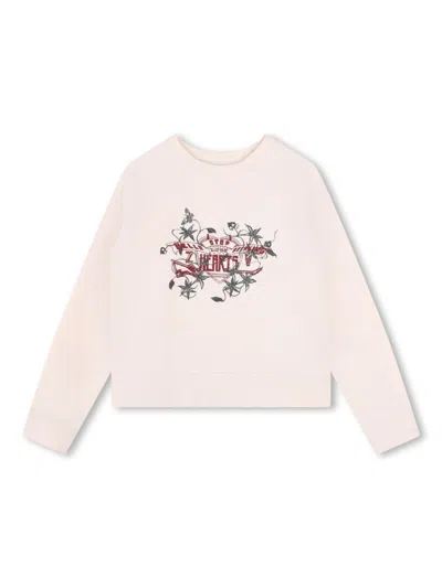 Zadig & Voltaire Kids' Hearts-print Sweatshirt In Neutrals