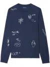 Zadig & Voltaire Hector Printed Long Sleeve Tee In 蓝色