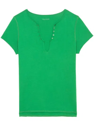 Zadig & Voltaire Henley T-shirt In Gazon